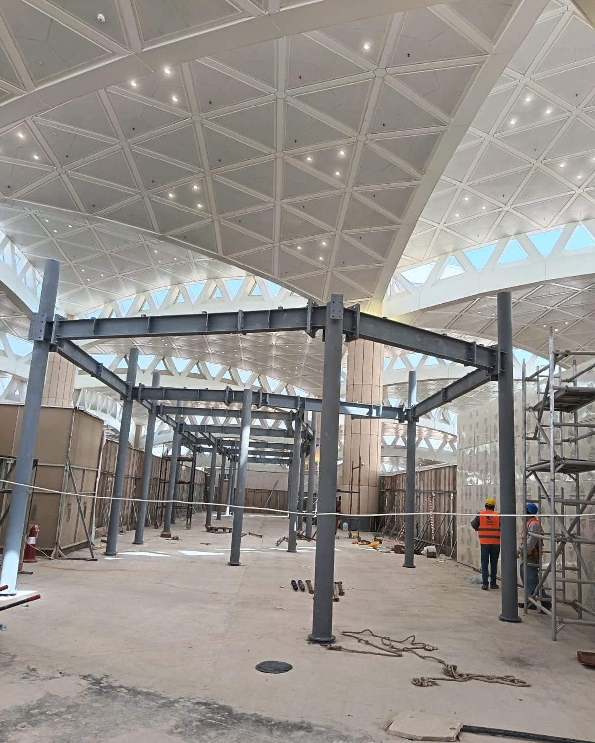 Structural steel columns on a Mega Structure project site